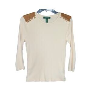 Lauren Ralph Lauren Western Vintage Women Ribbed Cotton Top Size XL
